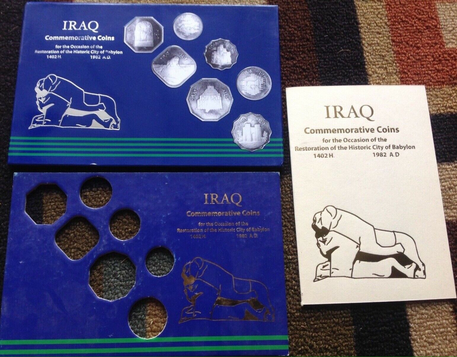 1982 Iraq Commemorative Issue Restoration Of Babylon Coins Holder +book + Cover